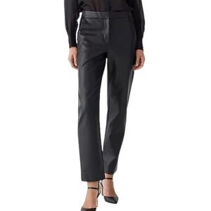 J Crew Kate Straight Leg Pant in Faux Leather Black Size 2 Vegan $158 BU141 NWOT